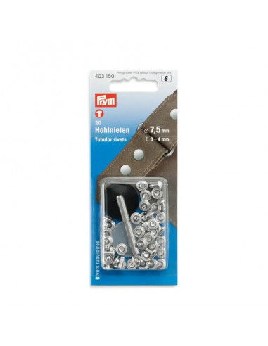 Rivets tubulaires, 3-4mm, argenté, 20 pièces