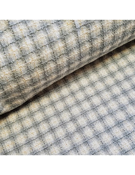 Tissu, Maille esprit Chanel, Gris et Blanc, Laize 150 cm, 70% Viscose 30% Coton
