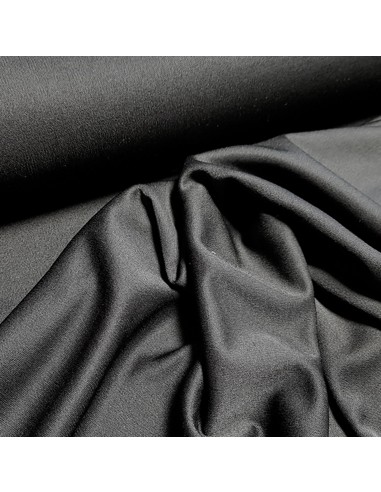 Tissu, Mousseline Lourde Stretch, Noire, Laize 150 cm, 95% Polyester 5% Spandex