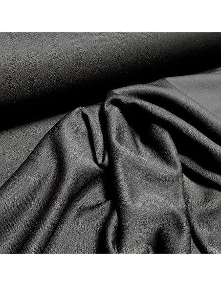 Tissu, Mousseline Lourde Stretch, Noire, Laize 150 cm, 95% Polyester 5% Spandex