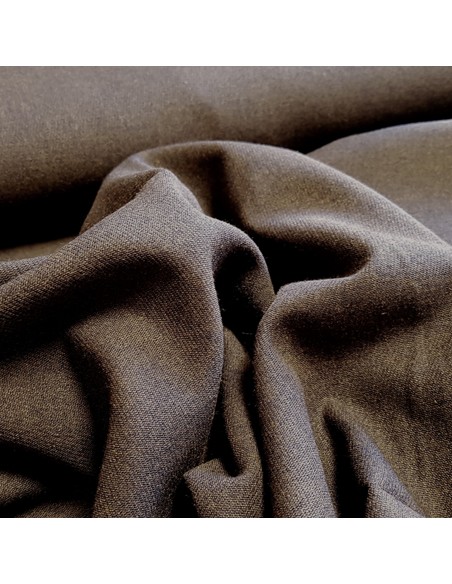 Tissu, Gabardine Uni, Marron, Laize 150 cm, Laine Polyester