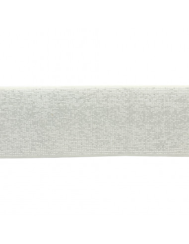 Élastique lurex argenté, 40mm, blanc