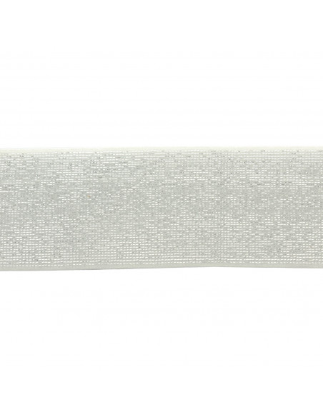 Élastique lurex argenté, 40mm, blanc
