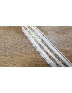 Élastique lurex rayures dorées, 30mm, blanc 2