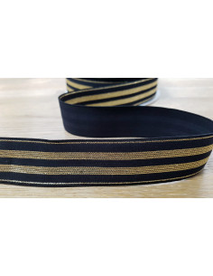 Élastique lurex rayures dorées, 30mm, noir