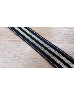 Élastique lurex rayures dorées, 30mm, noir 2
