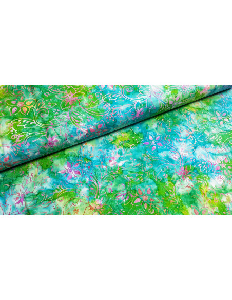 Tissu batik coton fleuri