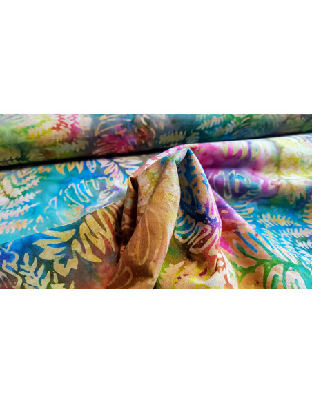 Tissu batik coton feuilles