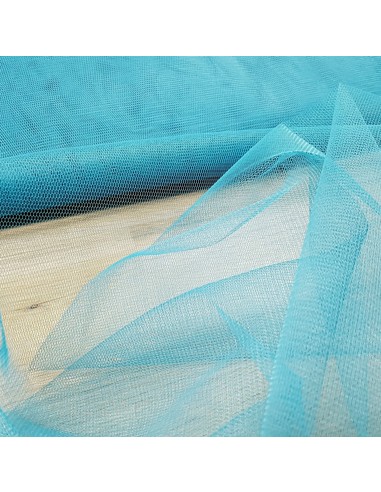 Tissu, Tulle Uni Élastique, Bleu Canard Intense, Laize 150 cm, Polyester 72g/ml