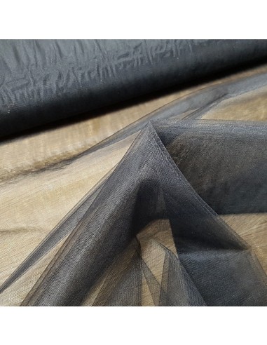 Tissu, Tulle Souple "Voile de Mariée" Uni, Noir Profond, Laize 150 cm, Polyamide 10g/m²