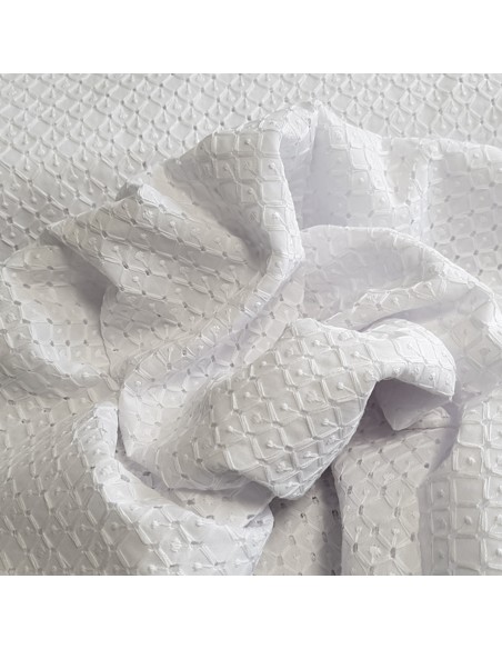 Tissu, Broderie Anglaise Fleurie, Blanc, Laize 150 cm, 100% Coton 120g/m²