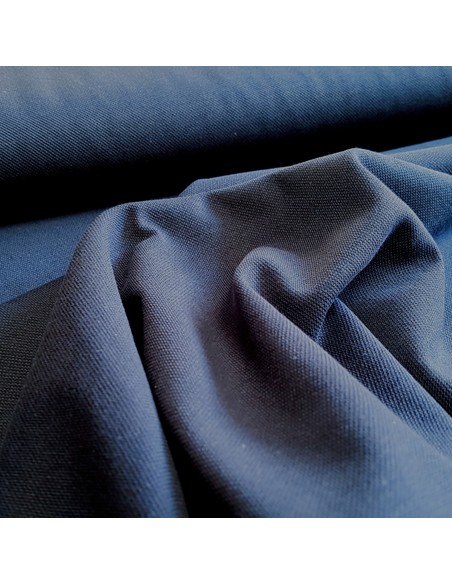 Tissu, Piqué de Coton Uni, Bleu Marine, Laize 155 cm, 96% Coton 4% Élasthanne