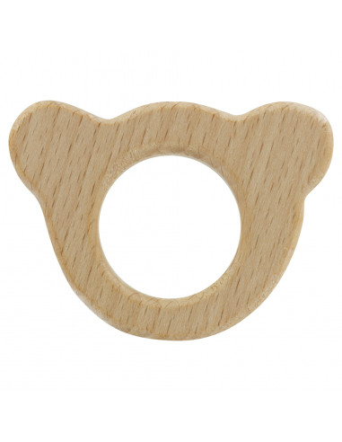 Anneau de dentition bébé en bois, ours