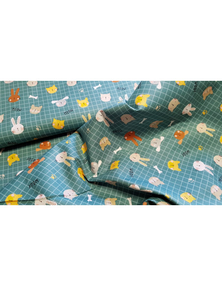 Popeline coton cris d'animaux