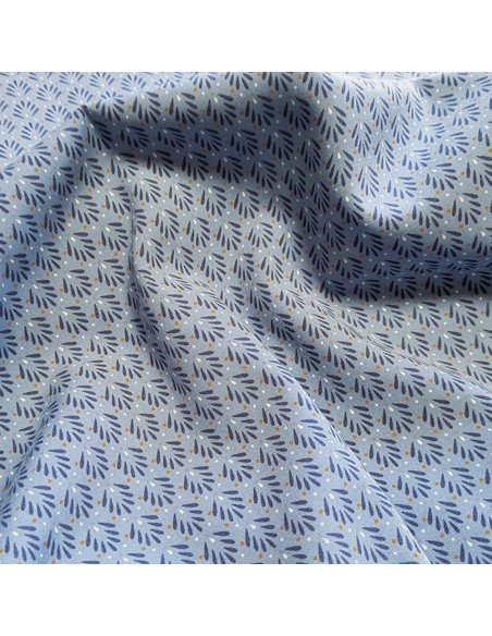 Tissu, Viscose Stretch Feuilles, Bleu Jean, Laize 140 cm, 97% Viscose 3% Spandex 198g/ml