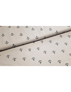 Popeline coton ancres marines