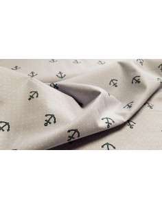 Popeline coton ancres marines 2