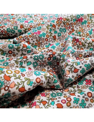 Tissu, Viscose Fleurie, Fond Blanc, Laize 140 cm, 100% Viscose 154g/m²