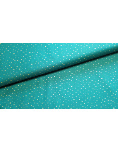 Popeline coton vert canard pois dorés