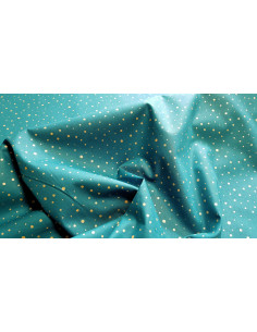 Popeline coton vert canard pois dorés 2