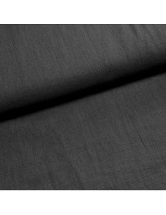 Tissu, Lin Lavé Uni, Noir Intense, Laize 140 cm, 100% Lin