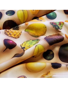 Tissu, Bachette de Coton, Fruits Exotiques Multicolore, Laize 140 cm, 100% Coton 304g/m² 2