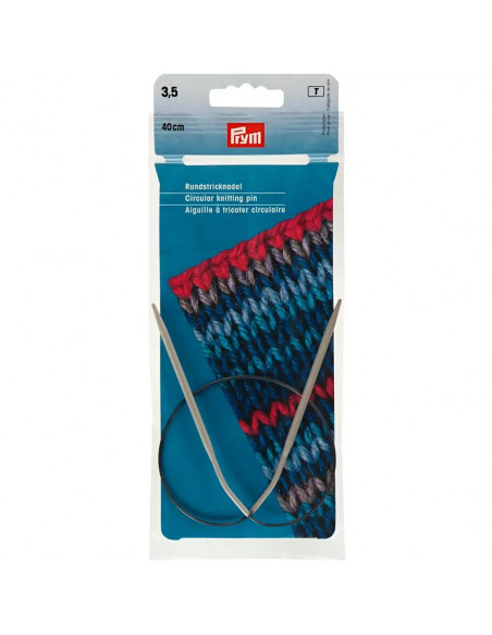 Aiguilles à tricoter circulaires, aluminium, 40cm, Ø 3,50mm, gris