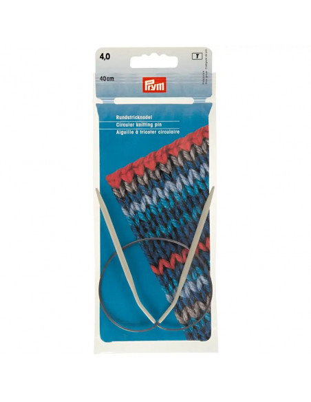 Aiguilles à tricoter circulaires, aluminium, 40cm, Ø 4mm, gris