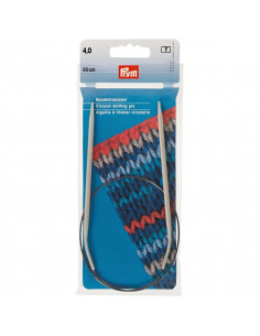 Aiguilles à tricoter circulaires, aluminium, 60cm, Ø 4mm, gris