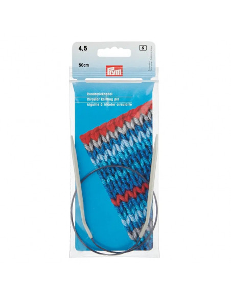 Aiguilles à tricoter circulaires, aluminium, 50cm, Ø 4,5mm, gris