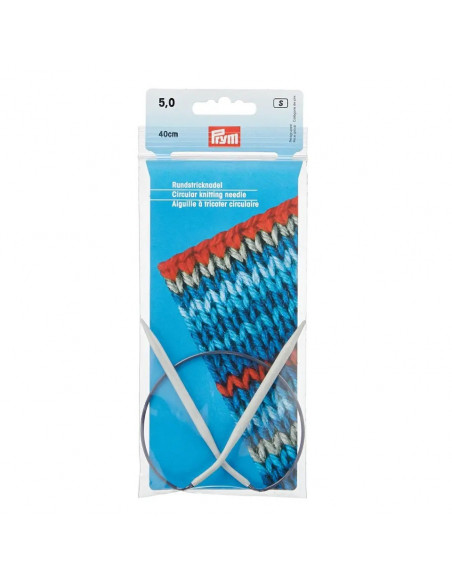 Aiguilles à tricoter circulaires, aluminium, 40cm, Ø 5mm, gris