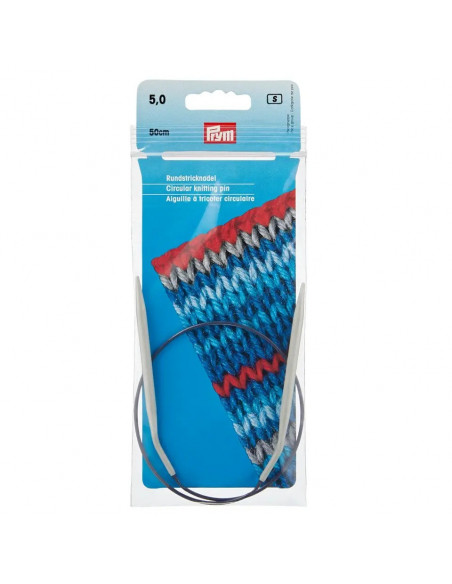 Aiguilles à tricoter circulaires, aluminium, 50cm, Ø 5mm, gris