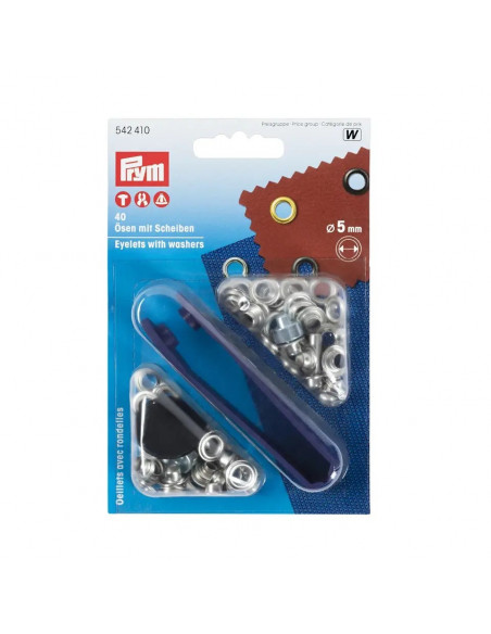 Œillets et rondelles, 5,0mm, argenté