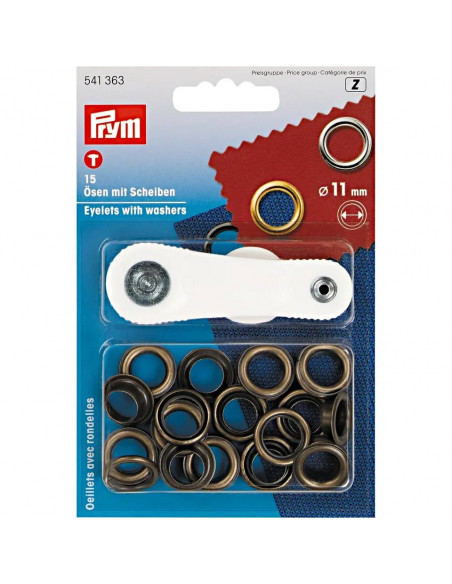 Œillets et rondelles, 11,0mm, laiton antique