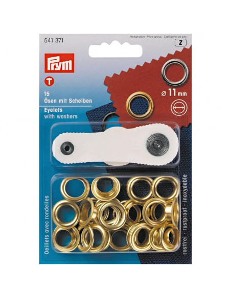 Œillets et rondelles, 11,0mm, doré