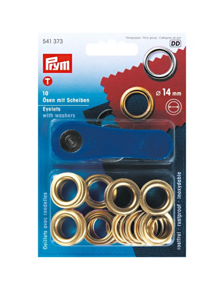 Œillets et rondelles, 14,0mm, doré