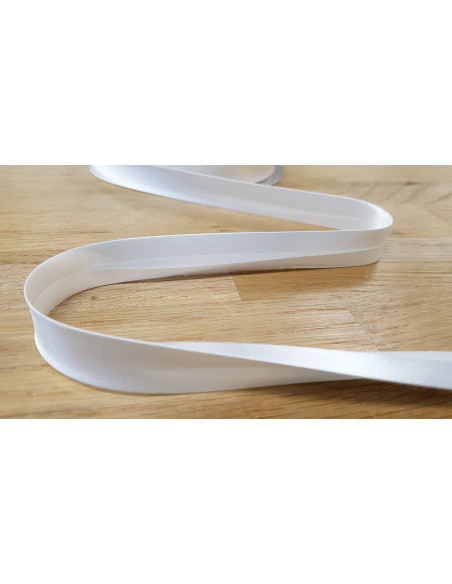 Biais satin, 20mm, blanc