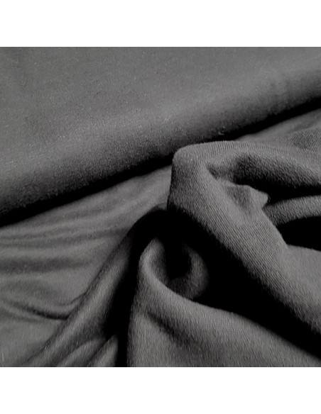 Tissu, Sweat Uni, Noir Intense, Laize 160 cm, Coton Polyester 240g/m²