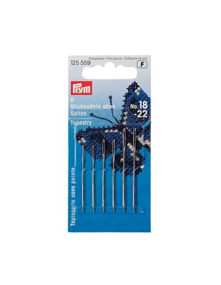 Aiguilles à tapisserie sans pointe, No. 18-22, assorties