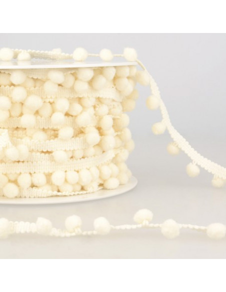 Galon petits pompons, écru