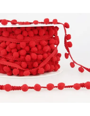 Galon petits pompons, rouge