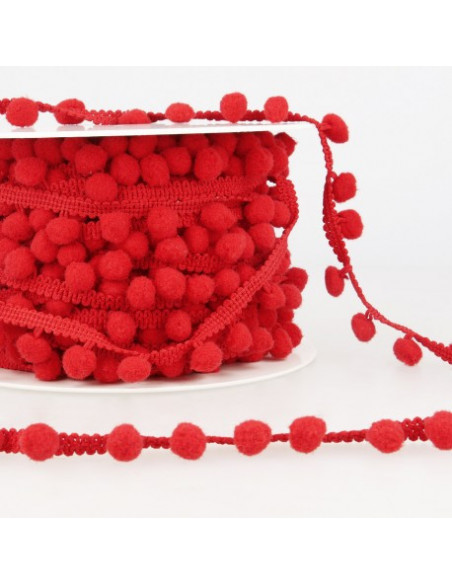 Galon petits pompons, rouge