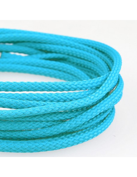Cordon damier, Ø6mm, turquoise