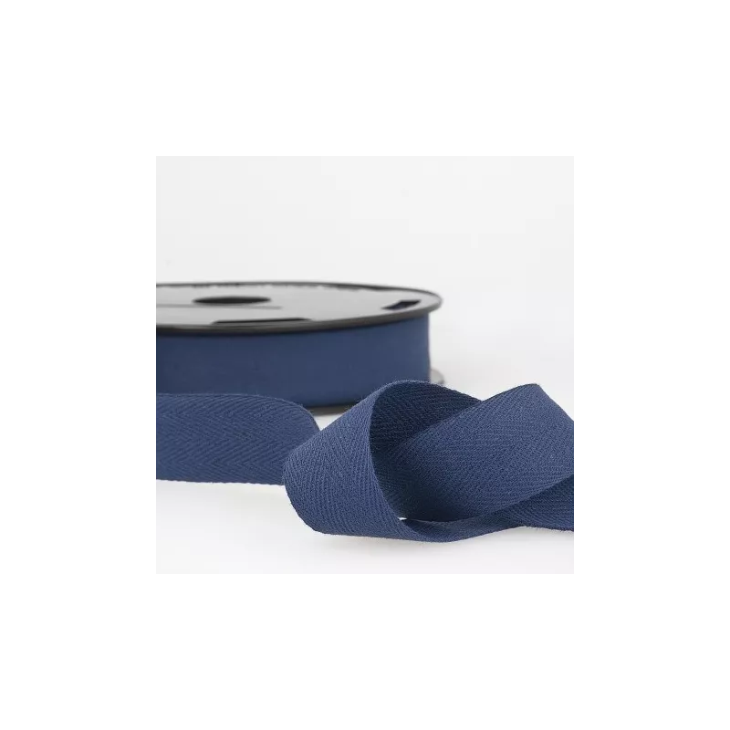 Ruban sergé coton, 20mm, bleu marine