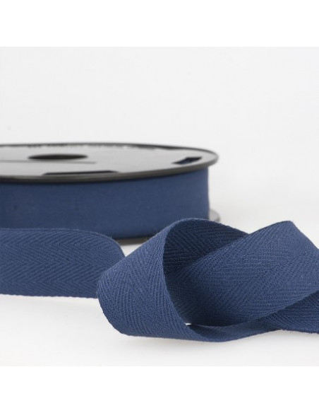 Ruban sergé coton, 20mm, bleu marine