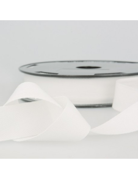 Ruban sergé coton, 11mm, blanc