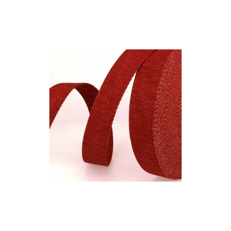 Sangle lurex, 30mm, rouge bordeaux