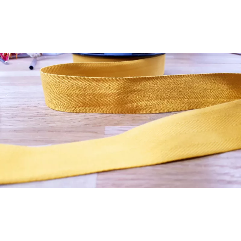 Ruban sergé coton, 30mm, jaune moutarde