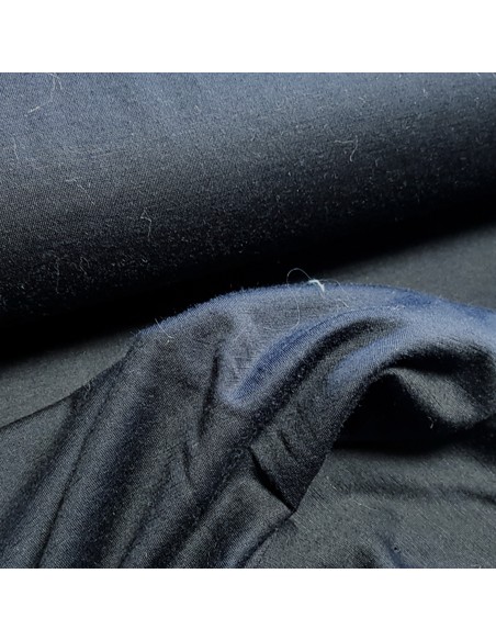 Tissu, Jersey de Coton Uni, Bleu Marine, Laize 130 cm, Coton Stretch Oeko-Tex