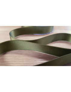 Ruban satin, 16mm, vert savane